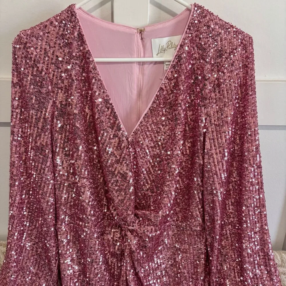 Lilly Pulitzer Estrella Sequin Dress Conch Shell Pink NWT - Picture 5 of 12